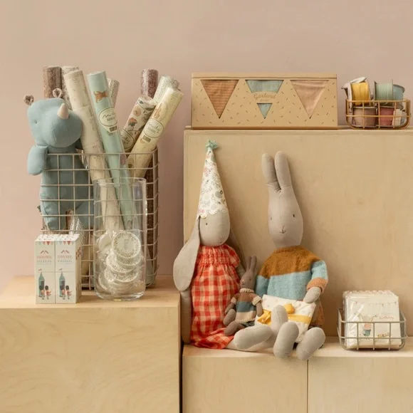 Maileg Wire Pastel Colored Storage Basket Set of 4 Home Decor Organization - Picture 2 of 6